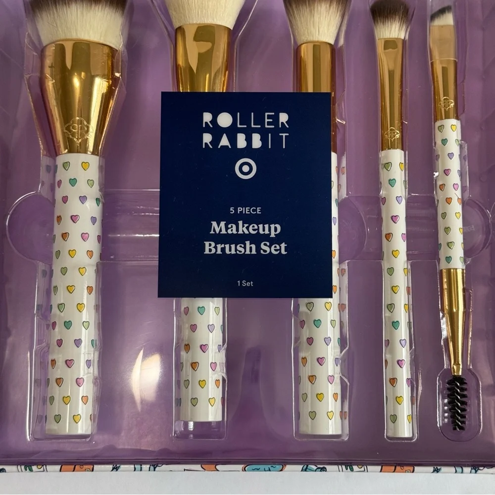 Roller Rabbit x Target Disco Hearts Makeup Brush Set NIB - Picture 6 of 11